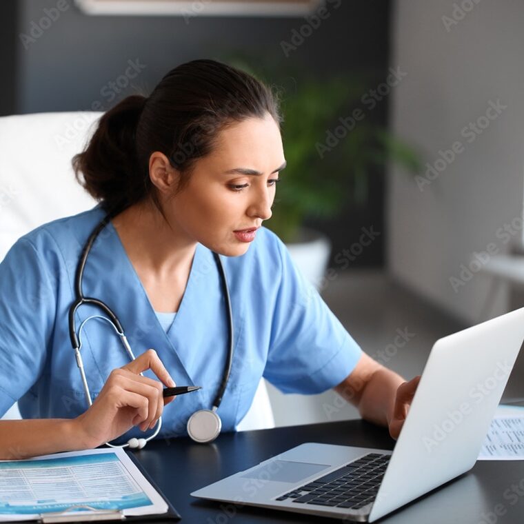 female doctor w/laptop